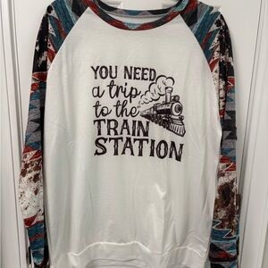 Train Station Graphic Women's Sweatshirt